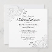 Zilveren Filigraan Vierkant bruiloft repetitie din Kaart (Voorkant)