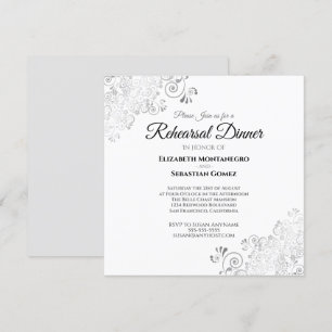 Zilveren Filigraan Vierkant bruiloft repetitie din Kaart