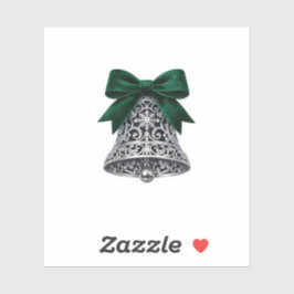 Zilveren Filigree Bel Smaragdgroene Fluwelen Strik Sticker