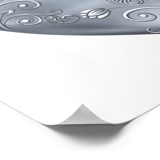 Zilveren Filigree Hart & Witte Rozen Poster (Hoek)