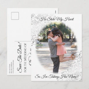 Zilveren Filigree Hij Stole My Heart Save Date Kaa Feestdagenkaart