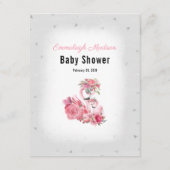 Zilveren Flamingo Ballerina Mama's Belly Size Game Informatiekaartje (Achterkant)