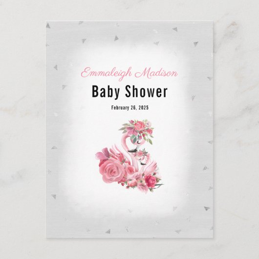 Zilveren Flamingo Ballerina Mama's Belly Size Game Informatiekaartje (Achterkant)