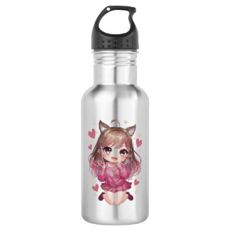 Zilveren fles met anime ontwerp