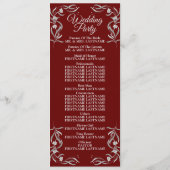  zilveren flessenpatroon rode legante bruiloft programmakaart (Achterkant)