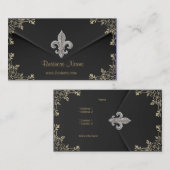 Zilveren fleur de lis visitekaartje 2 (Voorkant / Achterkant)