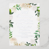 Zilveren FOIL Bloemenkrans 25ste Verjaardag  Folie Uitnodiging (Voorkant)