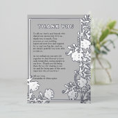 Zilveren Foliage op Grijze Bruiloft Dank u Kaart (Staand Voorkant)