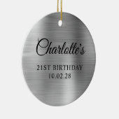 Zilveren folie 21e verjaardag foto keramisch ornament (Rechts)