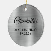 Zilveren folie 21e verjaardag foto keramisch ornament (Links)