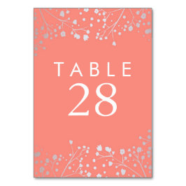 Zilveren Folie Baby's Breath Trouwtafel Nummers Kaart