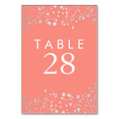 Zilveren Folie Baby's Breath Trouwtafel Nummers Kaart (Voorkant)