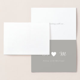 zilveren folie bedankt voor de monogrammen bruilof folie kaarten