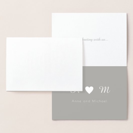 zilveren folie bedankt voor de monogrammen bruilof folie kaarten (Display)