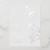 Zilveren Folie Bloemen bruiloft Uitnodiging (Voorkant)
