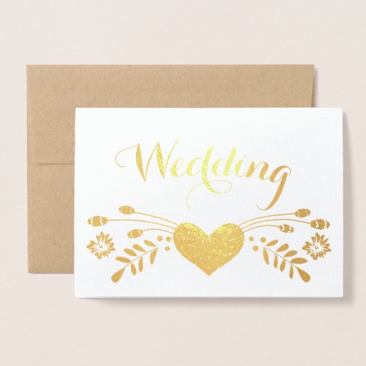 Zilveren Folie Bloemen Typografie Bruiloft Uitnodi Folie Kaarten (Voorkant met envelop)