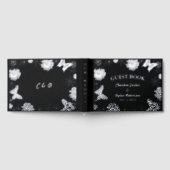 Zilveren Folie Bloemen & Vlinders Zwart Huwelijk Gastenboek