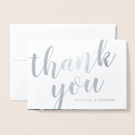 Zilveren folie bruiloft dank u met foto folie kaarten