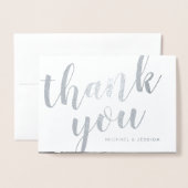 Zilveren folie bruiloft dank u met foto kaarten (Voorkant met envelop)