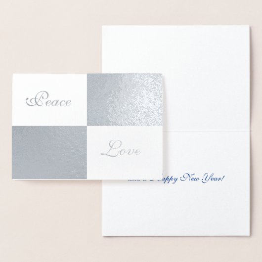 Zilveren folie en grijze rechthoeken Gelukkig Nieu Folie Kaarten (Display)