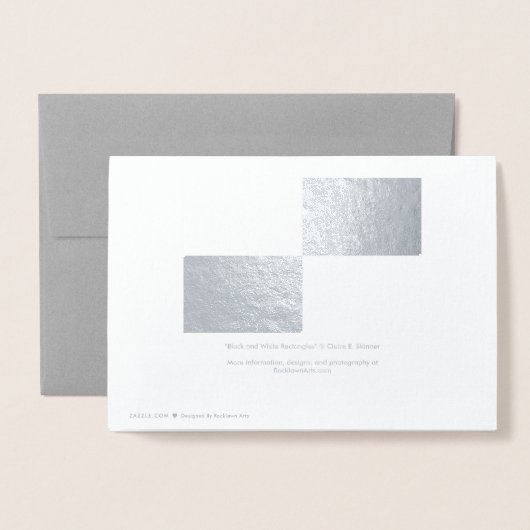 Zilveren folie en grijze rechthoeken Gelukkig Nieu Folie Kaarten (Met envelop)