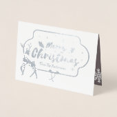 ZILVEREN FOLIE FOTO Kersthert Persoonlijk Folie Kaarten (Voorkant)