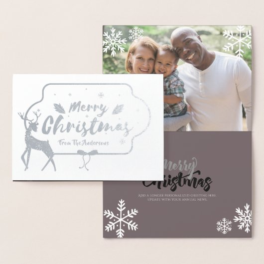 ZILVEREN FOLIE FOTO Kersthert Persoonlijk Folie Kaarten (Display)