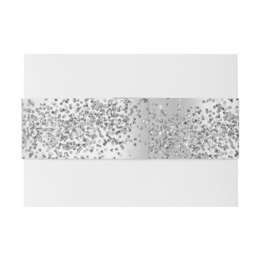 Zilveren folie Glitter Sparkle Elegant Bruiloft Uitnodigingen Wikkel (Achterkant Voorbeeld)