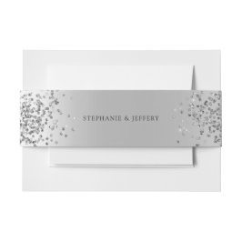 Zilveren folie Glitter Sparkle Elegant Bruiloft Uitnodigingen Wikkel