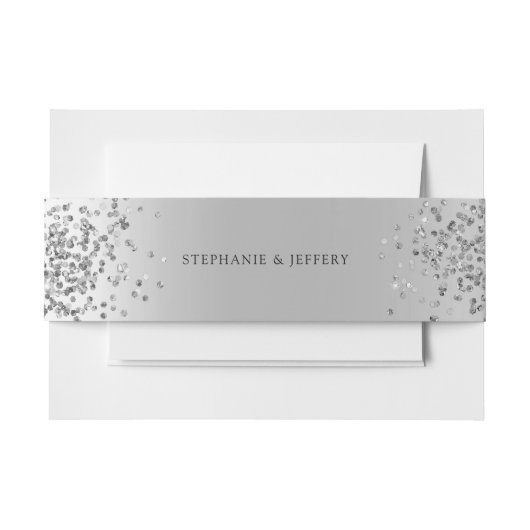 Zilveren folie Glitter Sparkle Elegant Bruiloft Uitnodigingen Wikkel (Voorkant Voorbeeld)