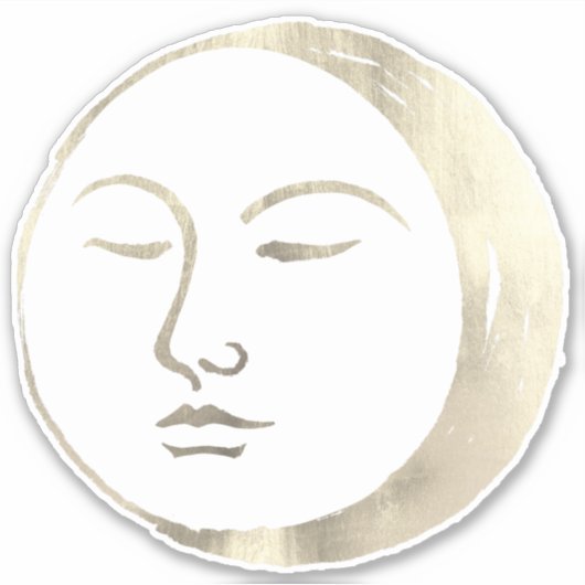 Zilveren Folie Hekserige Hemelse Slaapmaan Vintage Sticker (Voorkant)