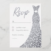 Zilveren Folie Jurk Bruids of Verjaardag RSVP kaar Folie Uitnodiging (Voorkant)