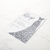 Zilveren Folie Jurk Bruids of Verjaardag RSVP kaar Folie Uitnodiging (Gedraaid)