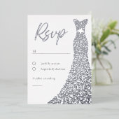 Zilveren Folie Jurk Bruids of Verjaardag RSVP kaar Folie Uitnodiging (Staand Voorkant)