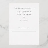 Zilveren Folie Jurk Bruids of Verjaardag RSVP kaar Folie Uitnodiging (Achterkant)