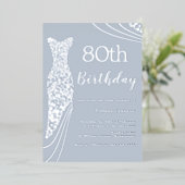 Zilveren Folie Jurk Elegant 80e Verjaardag Folie Uitnodiging (Staand Voorkant)