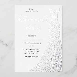 Zilveren folie jurk Pensioen Partij Folie Uitnodiging