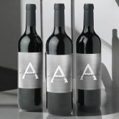 Zilveren Folie Metaal Metaal Monogram Wijn Etiket