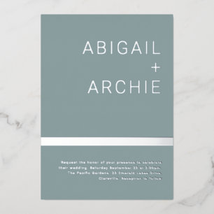 Zilveren folie Moderne minimalistische bruiloft Folie Uitnodiging