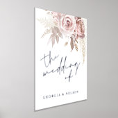 Zilveren Folie Stoffig Roos Bruiloft Welkomstbord Afdrukken (Laagn)