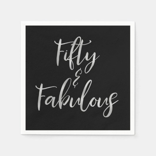 Zilveren Folie Vijftig en Fabulous Servet (Voorkant)