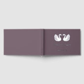 Zilveren Folie Zwanen op Donker Paarse Bruiloft Gastenboek (Volledig)