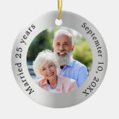 Zilveren foto 25ste huwelijksverjaardag keramisch ornament (Voorkant)
