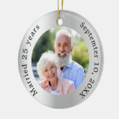 Zilveren foto 25ste huwelijksverjaardag keramisch ornament (Links)