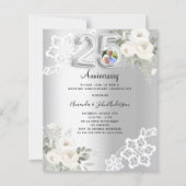 Zilveren foto 25ste huwelijksverjaardag uitnodigin (Voorkant)