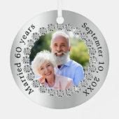 Zilveren foto 60e diamanten bruiloft metalen ornament (Achterkant)