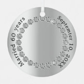 Zilveren foto 60e diamanten bruiloft metalen ornament (Voorkant)