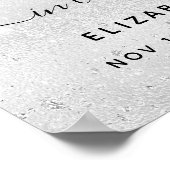 Zilveren foto elegante bloemige rouwfoto poster (Hoek)