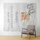 Zilveren foto glitterspul welkom 80ste verjaardag wandkleed (In Situ (horizontaal))