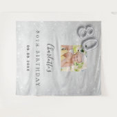 Zilveren foto glitterspul welkom 80ste verjaardag wandkleed (Voorkant (horizontaal))